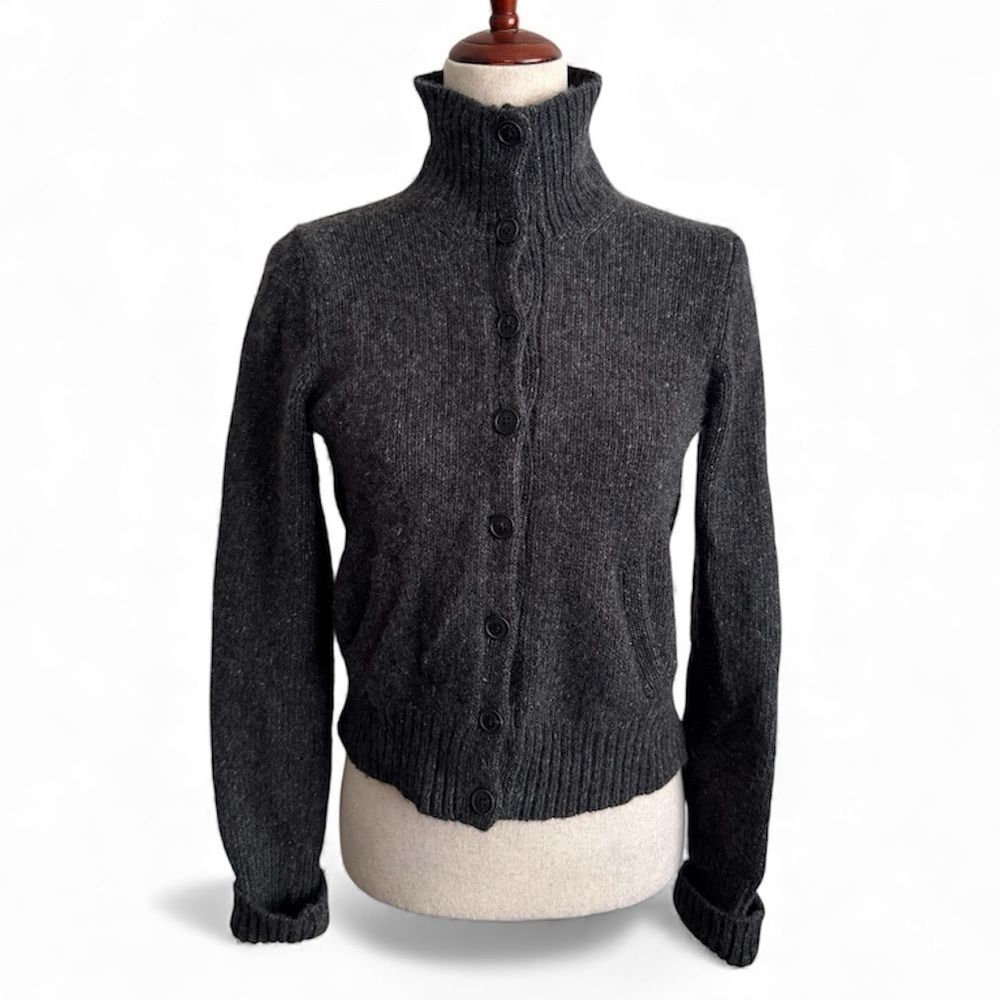 Ralph Lauren Black Label Charcoal Cashmere Button-Up Cardigan Sweater